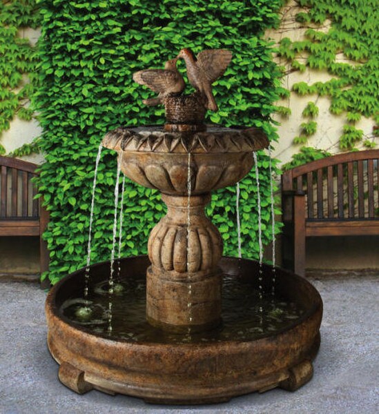 Paloma Cascada In Rondo Pool Garden Fountain Doves Finial Statuary